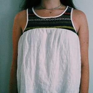 Cream and Rainbow Woven Tank Top
